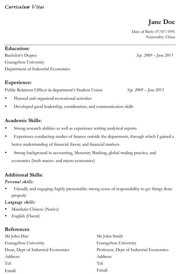 Sample CV
