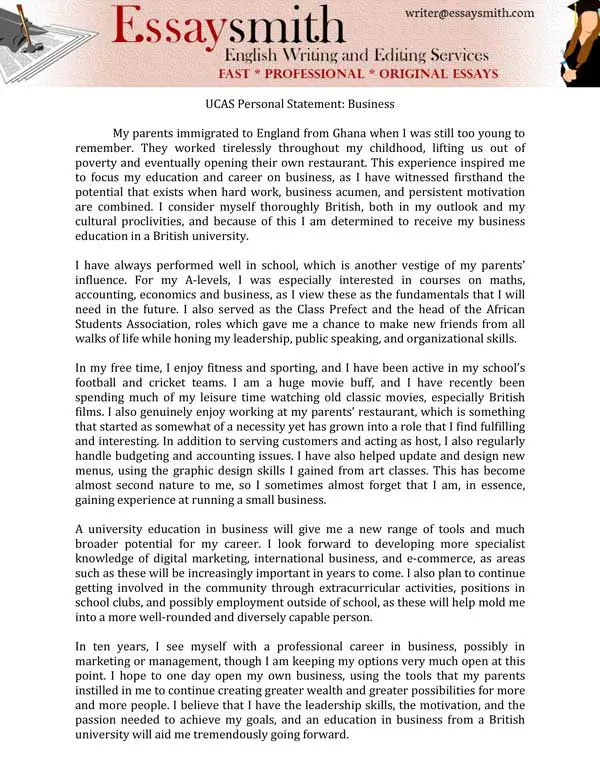 ucas personal statement international business